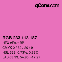 Color code: RGB 233 113 187 | qconv.com