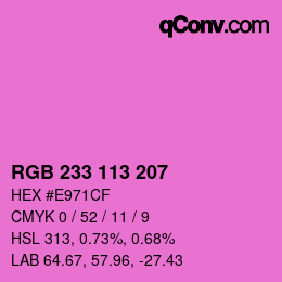 Color code: RGB 233 113 207 | qconv.com