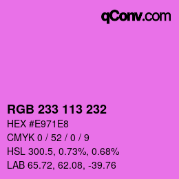 Color code: RGB 233 113 232 | qconv.com