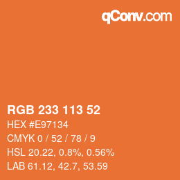 Color code: RGB 233 113 52 | qconv.com