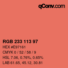 Color code: RGB 233 113 97 | qconv.com