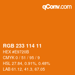 Color code: RGB 233 114 11 | qconv.com