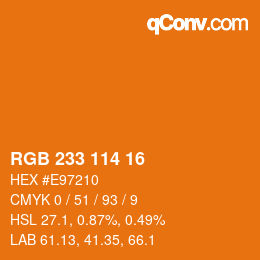 Color code: RGB 233 114 16 | qconv.com