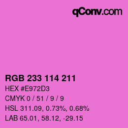 Color code: RGB 233 114 211 | qconv.com