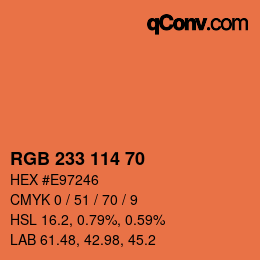 Color code: RGB 233 114 70 | qconv.com