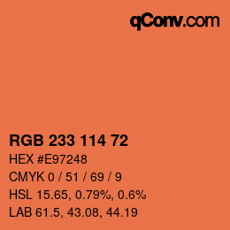 Color code: RGB 233 114 72 | qconv.com