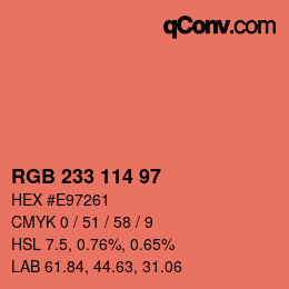 Color code: RGB 233 114 97 | qconv.com