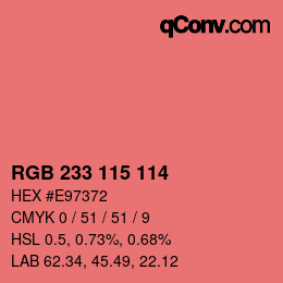 Color code: RGB 233 115 114 | qconv.com