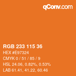 Color code: RGB 233 115 36 | qconv.com