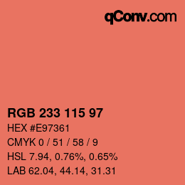 Color code: RGB 233 115 97 | qconv.com
