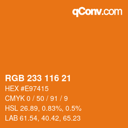 Color code: RGB 233 116 21 | qconv.com