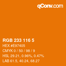 Color code: RGB 233 116 5 | qconv.com