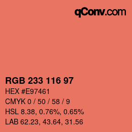 Color code: RGB 233 116 97 | qconv.com