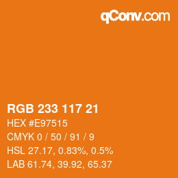 Color code: RGB 233 117 21 | qconv.com