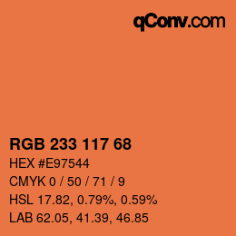 Color code: RGB 233 117 68 | qconv.com