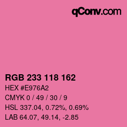 Color code: RGB 233 118 162 | qconv.com