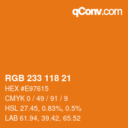 Color code: RGB 233 118 21 | qconv.com