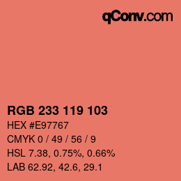 カラーコード: RGB 233 119 103 | qconv.com