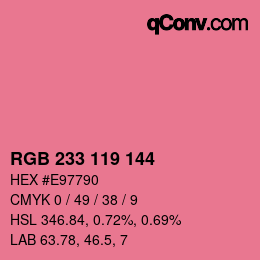Color code: RGB 233 119 144 | qconv.com