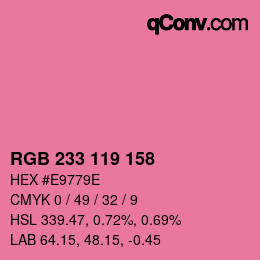 Color code: RGB 233 119 158 | qconv.com