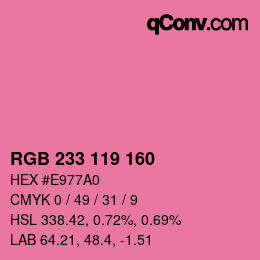 Color code: RGB 233 119 160 | qconv.com