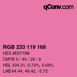 カラーコード: RGB 233 119 168 | qconv.com