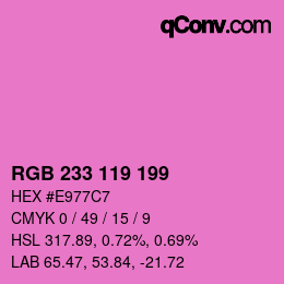 Color code: RGB 233 119 199 | qconv.com