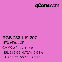 カラーコード: RGB 233 119 207 | qconv.com