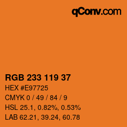 Color code: RGB 233 119 37 | qconv.com