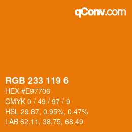 Color code: RGB 233 119 6 | qconv.com