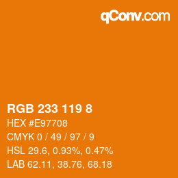 カラーコード: RGB 233 119 8 | qconv.com