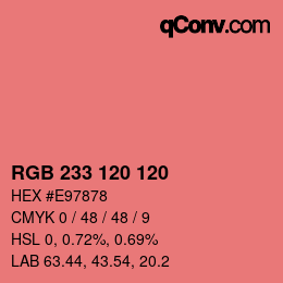颜色代码: RGB 233 120 120 | qconv.com