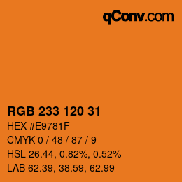 Color code: RGB 233 120 31 | qconv.com