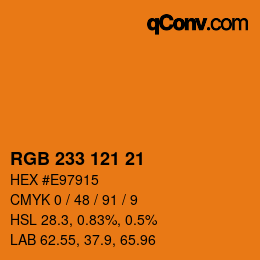 Color code: RGB 233 121 21 | qconv.com