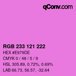 Color code: RGB 233 121 222 | qconv.com