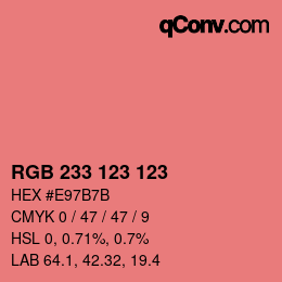 カラーコード: RGB 233 123 123 | qconv.com