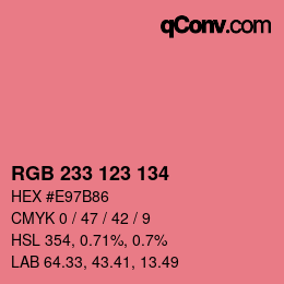 Color code: RGB 233 123 134 | qconv.com