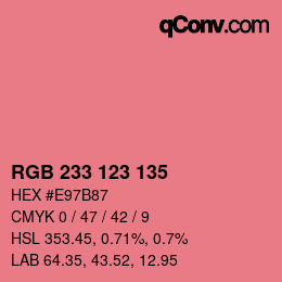 Color code: RGB 233 123 135 | qconv.com