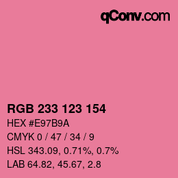 Color code: RGB 233 123 154 | qconv.com