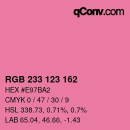 カラーコード: RGB 233 123 162 | qconv.com
