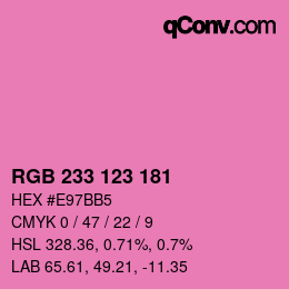 Color code: RGB 233 123 181 | qconv.com
