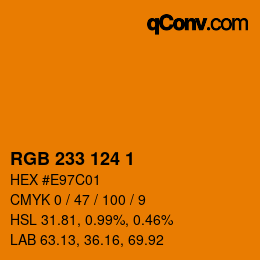 Color code: RGB 233 124 1 | qconv.com