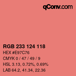 Color code: RGB 233 124 118 | qconv.com