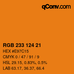 Color code: RGB 233 124 21 | qconv.com