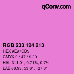 Color code: RGB 233 124 213 | qconv.com