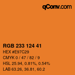 Color code: RGB 233 124 41 | qconv.com