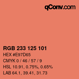 Color code: RGB 233 125 101 | qconv.com
