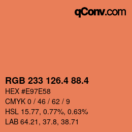 カラーコード: RGB 233 126.4 88.4 | qconv.com