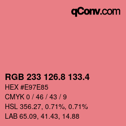 カラーコード: RGB 233 126.8 133.4 | qconv.com