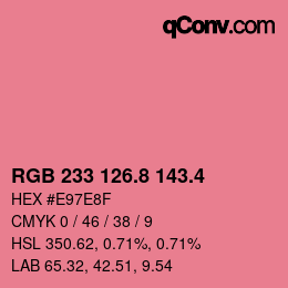 カラーコード: RGB 233 126.8 143.4 | qconv.com